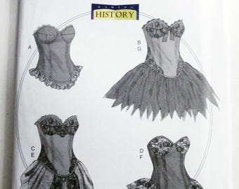 Bustier Corset Costume Renn Faire Fantasy bustle Making History sewing pattern Halloween Butterick 6338 Size 6 8 10 12 14 or 14 16 18 20 22