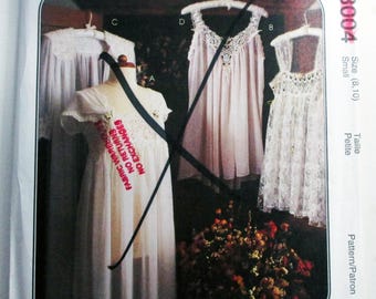1990s Lingerie Nightgown Robe Babydoll Slip bridal vintage sewing pattern McCalls 8004 Size 4 6 or 8 10 or 16 18 UNCUT FF