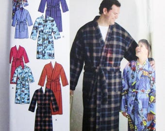Mens Boys Family matching Robe Bathrobe sewing pattern Simplicity 3974 Big Tall Size 1XL 2XL 3XL 4XL 5XL UNCUT FF