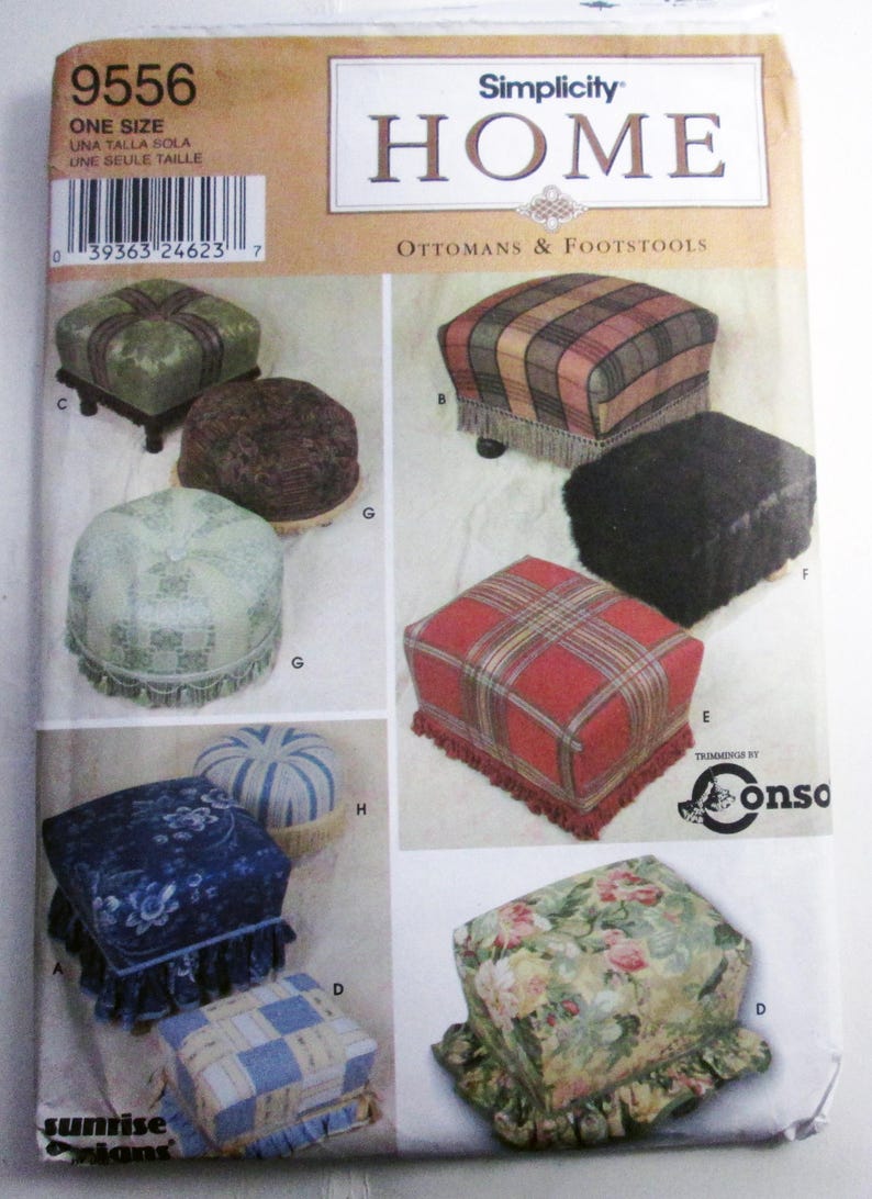 Quick Point Footstool Pattern Footstool Ottoman Upholstery Craft Sewing Pattern Home Decor Simplicity ...