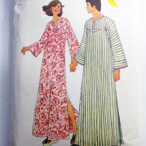 May include: A Simplicity 6695 sewing pattern envelope featuring illustrations of two floor-length robes. One robe has a red floral print on white, and the other has vertical green stripes. The text includes the pattern number 6695 and Zig Zag Stitching.