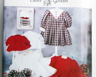1990s Heirloom Toddler Dress Holiday Church Christmas Oliver Goodin sewing pattern Simplicity 7036 Size 2 4 6 6x UNCUT FF
