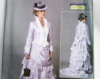 1800s Victorian Bustle Dress Gown Gilded Age making history costume sewing pattern Butterick 6692 Size 14 16 18 20 22 UNCUT FF