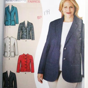 Y2K Women's Suit Jacket Blazer Mandarin Collar fitted career sewing pattern Simplicity 5624 Plus Size Bust 48 50 52 54 56 58 60" UNCUT FF
