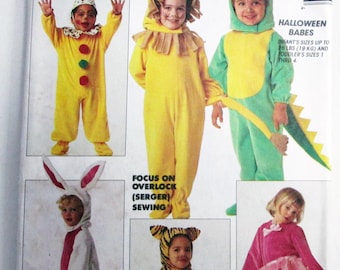Toddler Kids Halloween Animal Costume Dinosaur Lion Clown Rabbit Tiger Mouse sewing pattern McCalls 5620 Size 2 UNCUT FF
