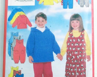 Kids Sweatshirt Overalls Top Pants hoodie sewing pattern Butterick 5164 Size 5 6 6X UNCUT FF