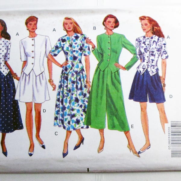 1990s Wide Leg Culotte Pants Split Skirt fitted Top sewing pattern Butterick 5316 Size 12 14 16 UNCUT FF