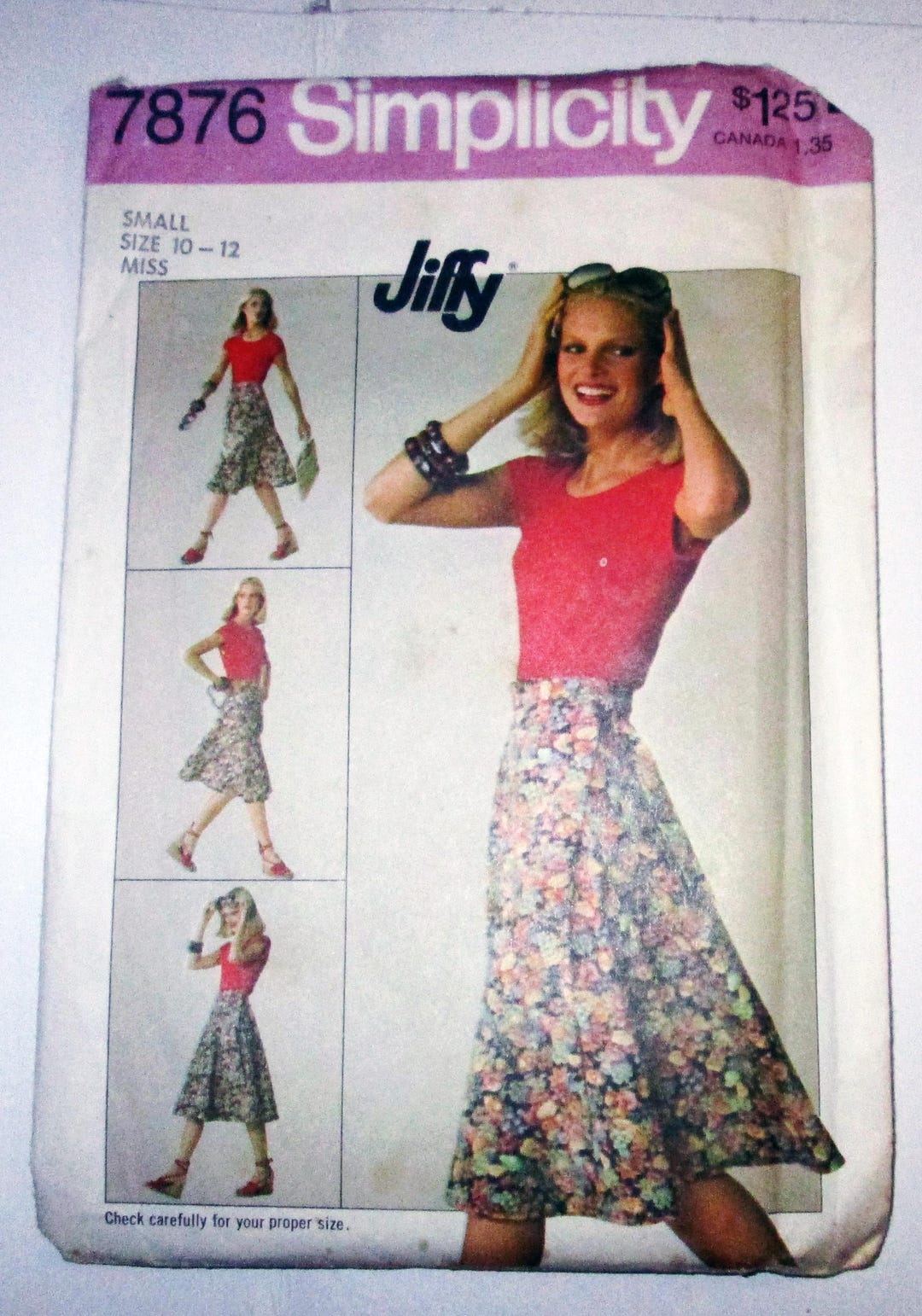 1970s Jiffy Wrap Skirt Vintage Sewing Pattern Simplicity 7876 Size 10 ...