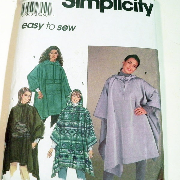 Winter Poncho Hooded Pullover Loose fitting jacket sewing pattern Simplicity 8934