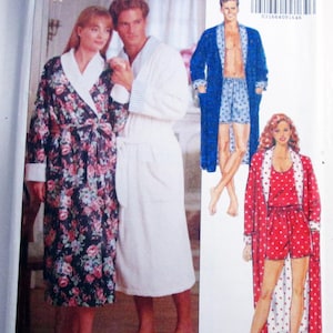 May include: Butterick 5189 sewing pattern envelope featuring illustrations of four robe and loungewear sets. Designs include a floral print robe, a solid white robe, a blue patterned robe with matching shorts, and a red polka dot robe with shorts.