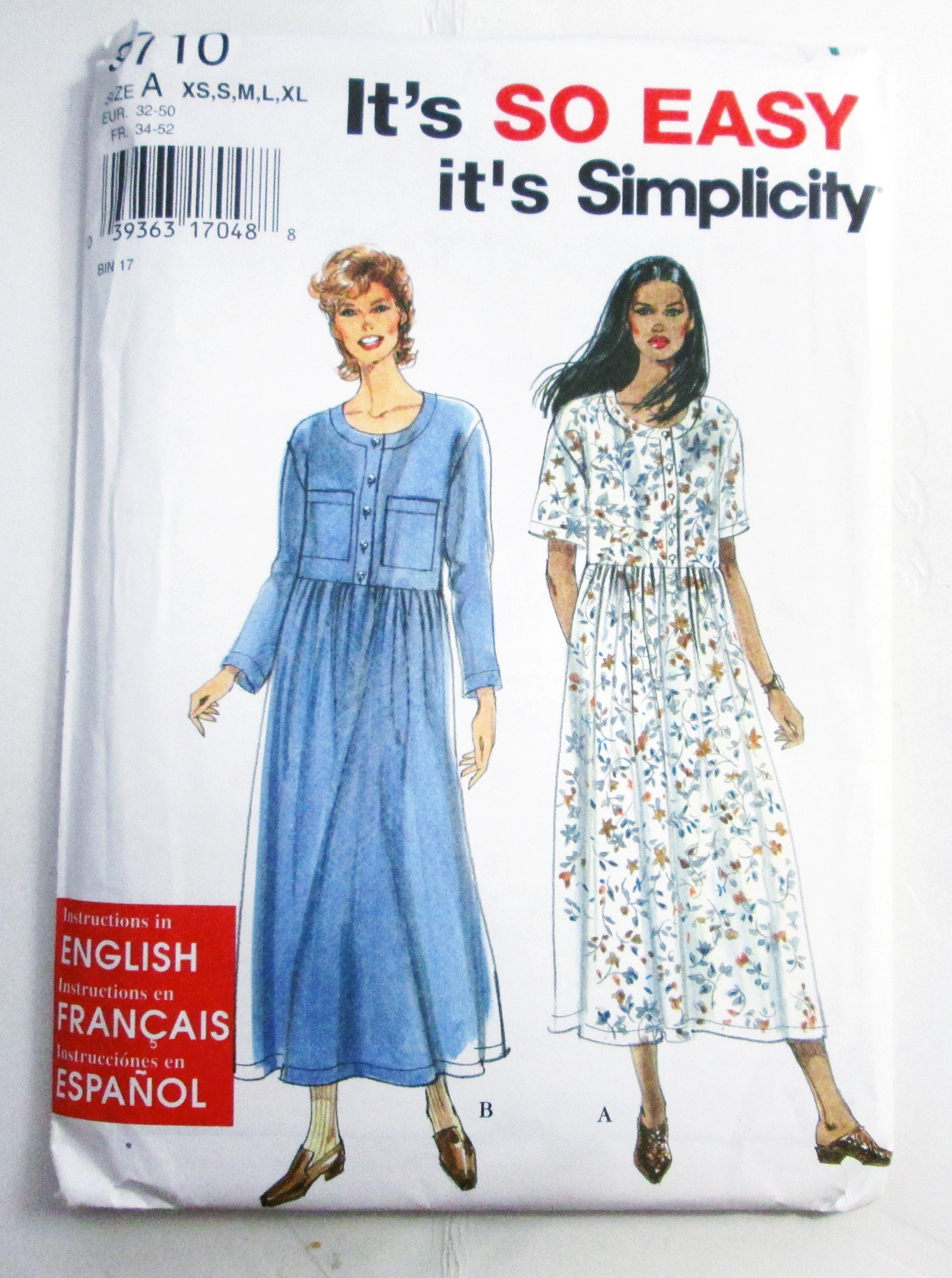 1990s Drop Waist Dress Button Front Easy Sewing Pattern Simplicity 9710 ...