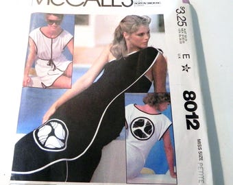 1980s Beach Cover Up Wrap sleeveless dress vintage sewing pattern Bill Tice McCalls 8012 Size Petite 6 8 Bust 30.5 31.5" UNCUT FF