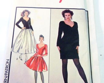 1980s Evening Gown Cocktail Prom Dress Sweetheart neckline Princess seam Drop Waist dress sewing pattern Style 1428 Size 8 Bust 31.5" 1990s