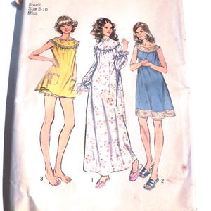 3,4部 70s Baby Doll Pyjamas + Yoke Nightgown 3 Lenths | Simplicity