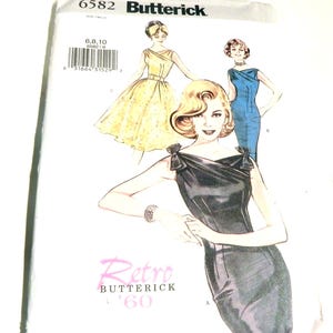1960s Fitted Wiggle Dress fit flare rockabilly crinoline evening cocktail sewing pattern Butterick 6582 Size 6 8 10 Bust 30.5 31.5 32.5&quot; FF