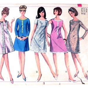 1960s A line Dress Sleeveless round neckline vintage sewing pattern Simplicity 6535 Size 10 Bust 31&quot;