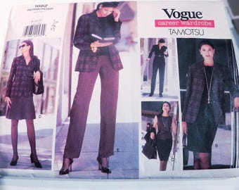 1990s Career Business Wardrobe Pencil Skirt Pants Jacket Blouse Dress sewing pattern Vogue 1682 Size 8 10 12 Bust 31.5 32.5 34"