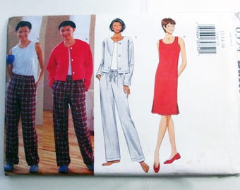 1990s Cardigan Tank Top Dress pants sleepwear loose fitting sewing pattern Butterick 6354 Size 12 14 16 Bust 34 36 38" UNCUT FF