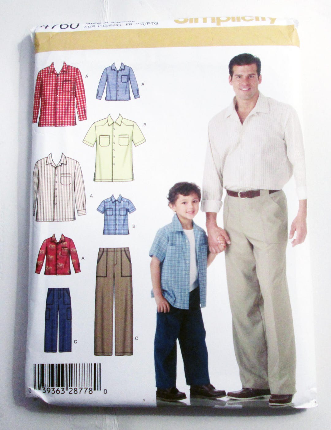 Men's Boys Matching Dress Shirt Button Cargo Pants Sewing Pattern ...