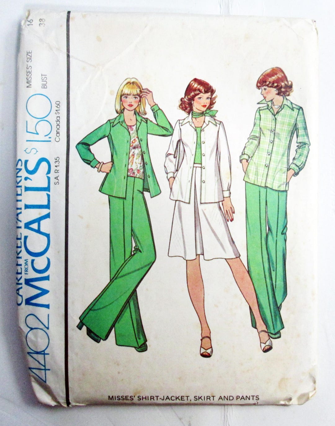 1970s Wide Leg Pants Shirt Jacket Flared Skirt Vintage Sewing Pattern ...