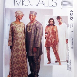 Unisex Tunic Caftan Pants Hat Headwrap Dashiki sewing pattern McCalls 4002 Size S M L UNCUT