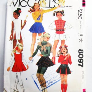 Kids Majorette Cheerleader Ice Skater Dress pleated skirt Halloween Costume vintage sewing pattern McCalls 8097 Girls Size 7 Chest 26"