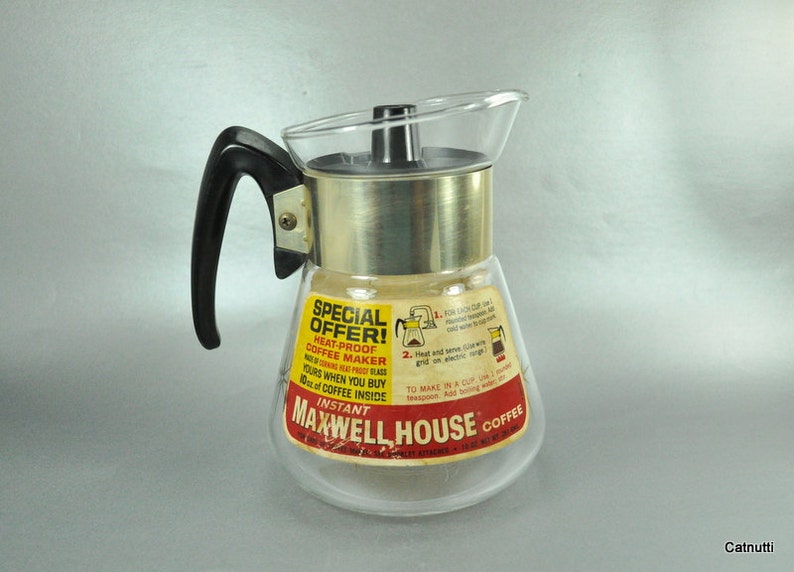 Vintage Maxwell House Corning Glass Coffee Carafe Vintage Promotional Advertising