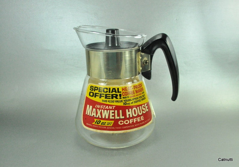 Vintage Maxwell House Corning Glass Coffee Carafe Vintage Promotional Advertising