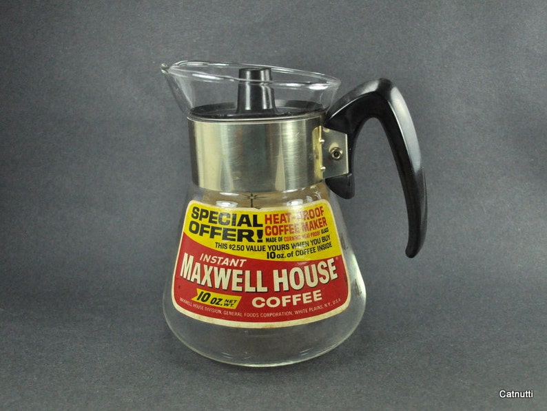 Vintage Maxwell House Corning Glass Coffee Carafe Vintage Promotional Advertising