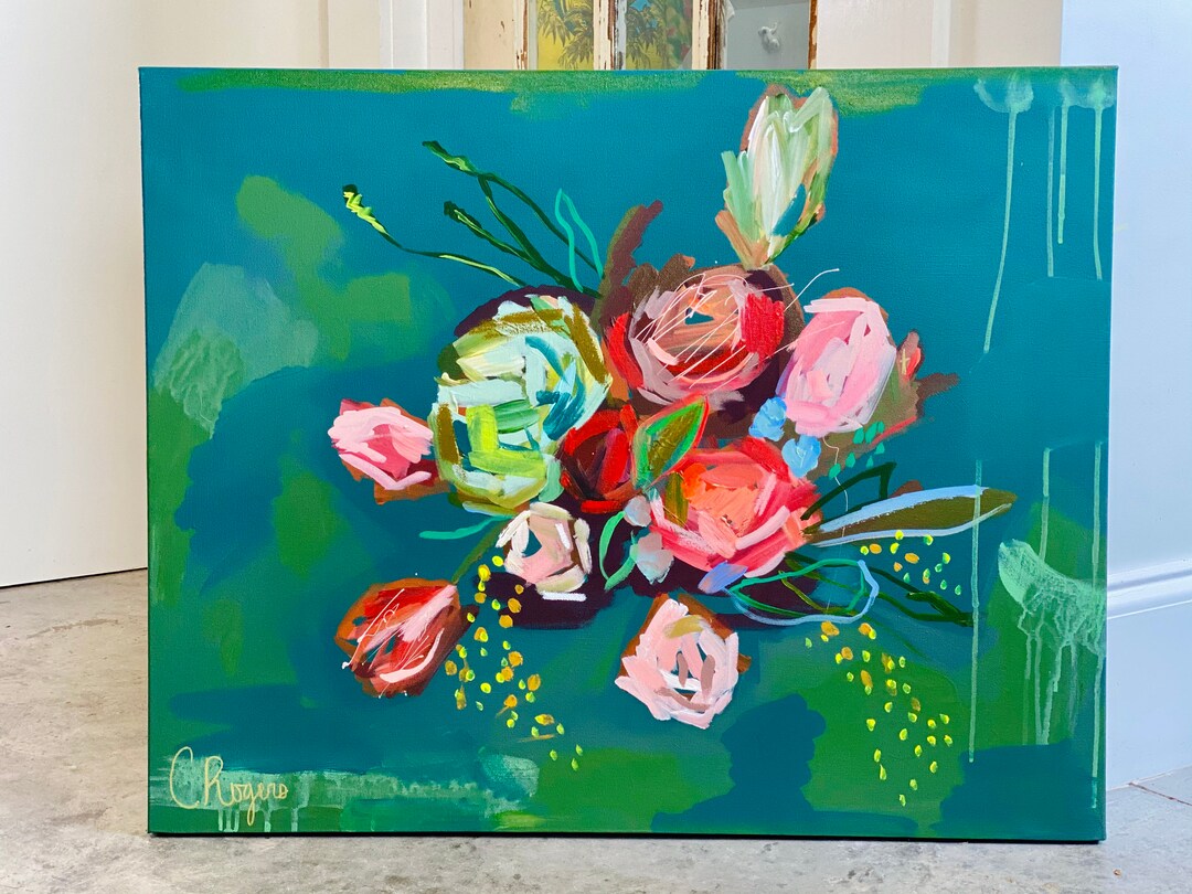 Floral Painting Girl Bedroom Decor Girl Nursery Floral Art Painting