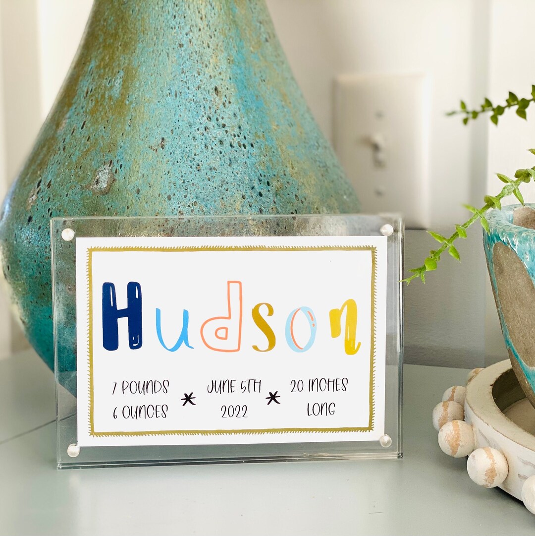 Personalized Gift for Newborn Baby Birth Announcement Sign New Baby