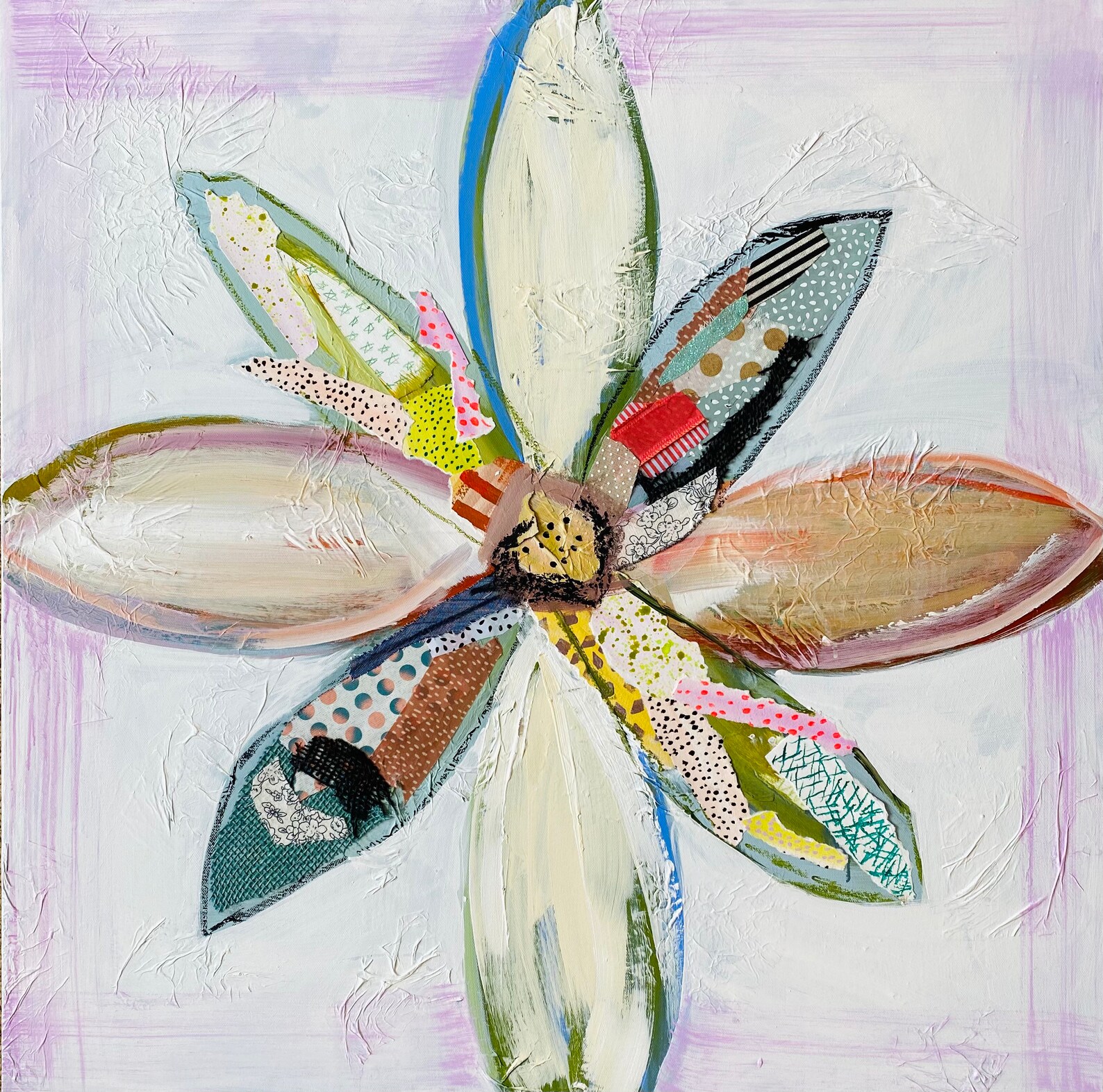 Mixed Media Flower Painting Nursery Floral Painting Entryway Painting