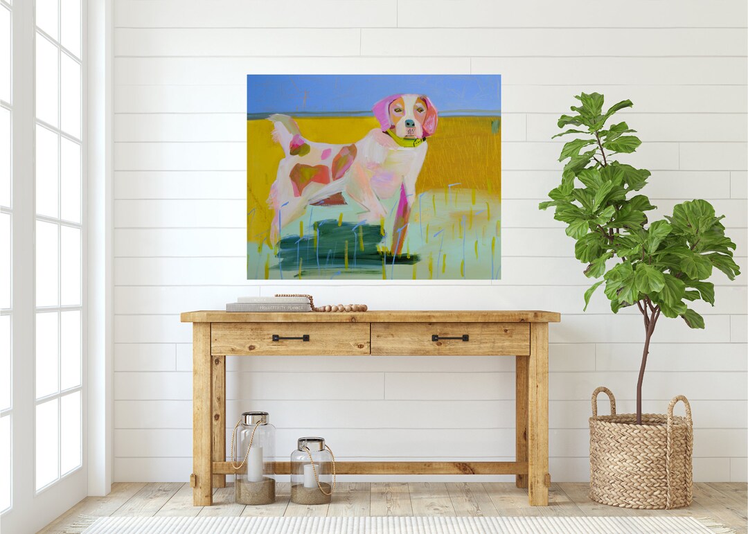 Bird Dog Painting Bird Dog Art Hunting Bird Dog Painting Spaniel Art Farmhouse Dog Painting