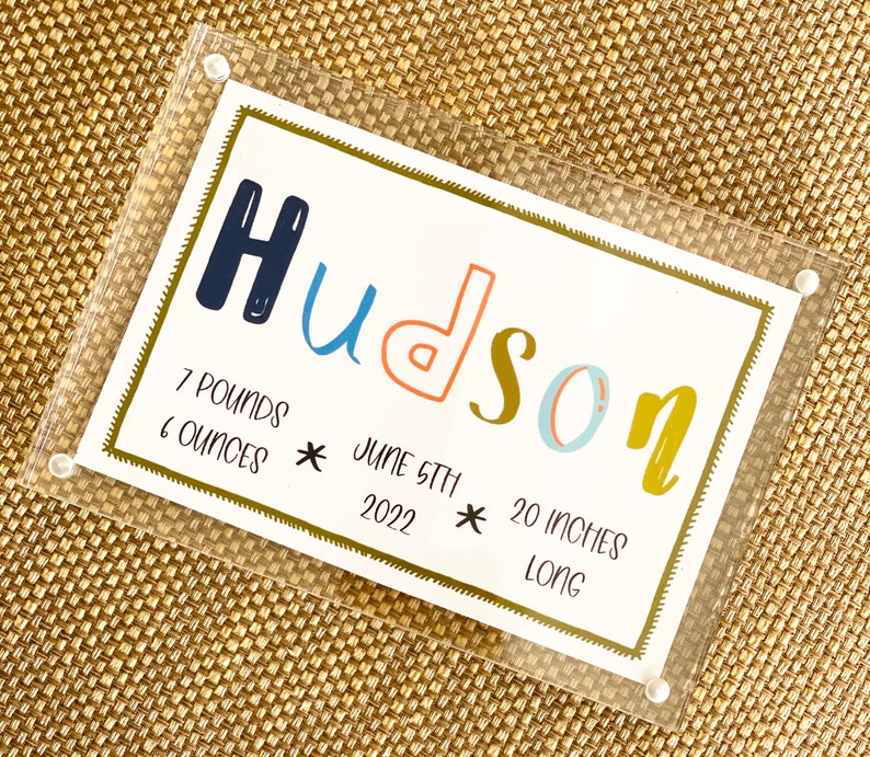 Personalized Gift for Newborn Baby Birth Announcement Sign New Baby