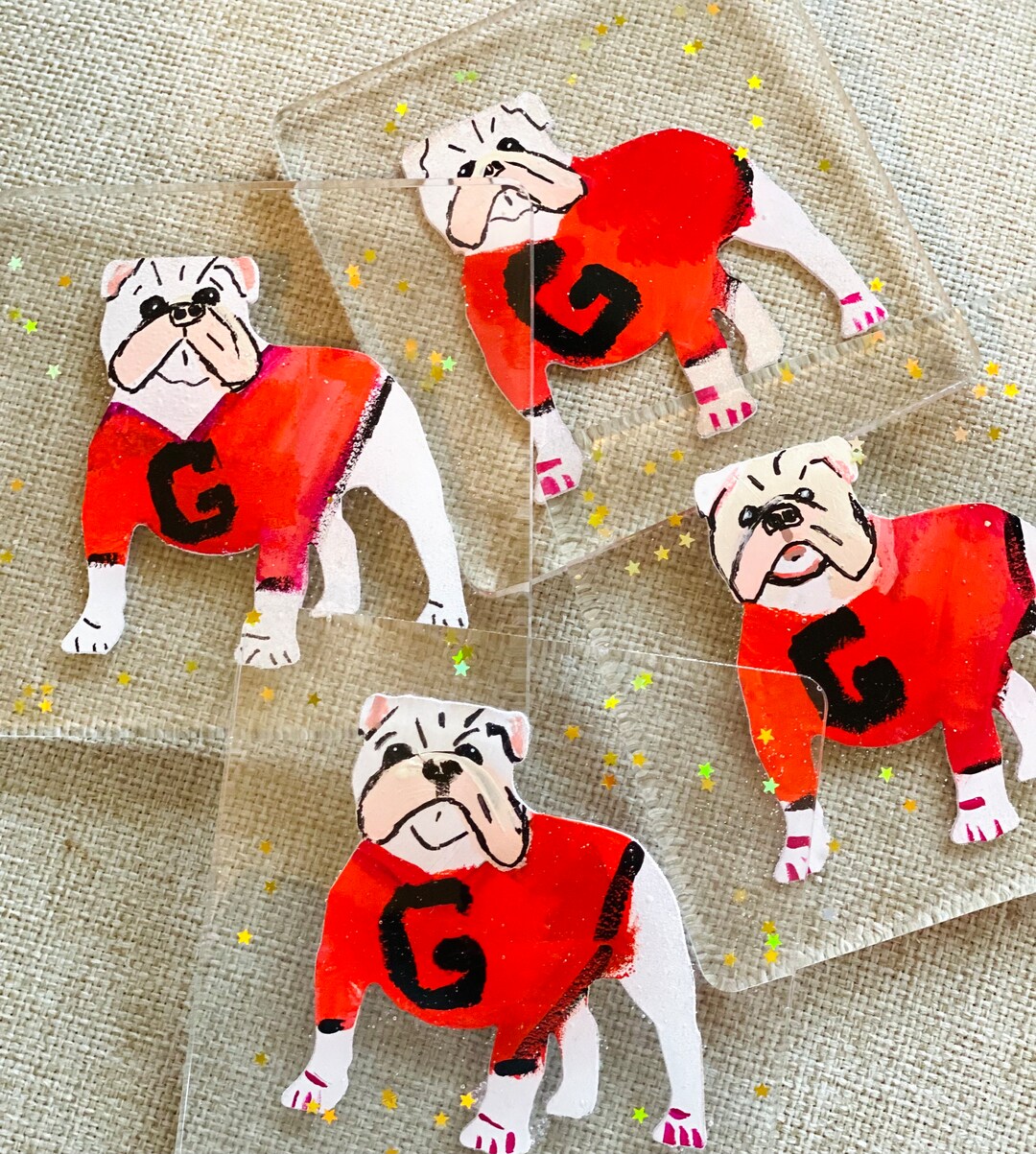 Bulldog Coasters Set of Coasters Bulldog Home Decor Bulldog Etsy
