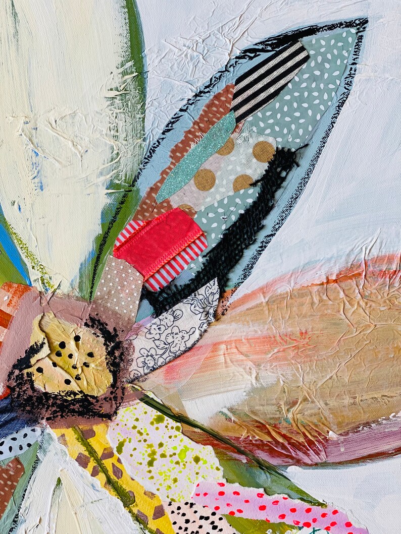 Mixed Media Flower Painting Nursery Floral Painting Entryway Painting