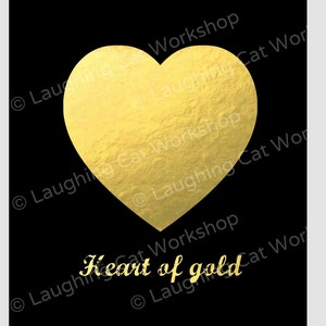 Hipster art Heart of Gold art Teen Girl Dorm decor love art Golden heart art black and Gold Bedroom decor Heart art print Typography poster