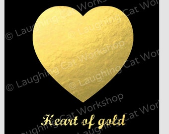 Hipster art Heart of Gold art Teen Girl Dorm decor love art Golden heart art black and Gold Bedroom decor Heart art print Typography poster