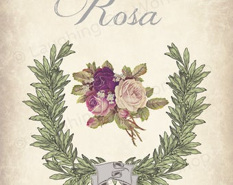 Rose Art Print Flower Bathroom decor French Bedroom Art Vintage Flower Cottage Chic French Flower Print Shabby Chic Botanical Garden print