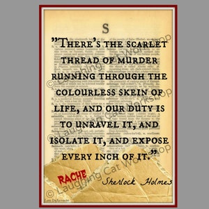 Sherlock Holmes art dorm art back to school poster Conan Doyle Geek teen art murder mystery library print English literature education art