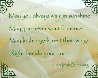 Irish print Irish blessing art Irish quote print St Patrick Day gift home sweet home decor angel art good luck Ireland Celtic art God art