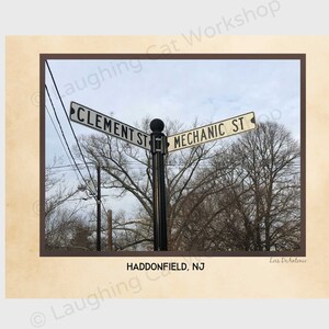 Street Sign Photograph Haddonfield New Jersey Historic District Poster Photo Photography Whimsical Street Sign print
