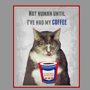 Funny coffee print coffee wall decor Comic pop art hipster cat art NYC New York coffee teen cat lover gift coffee lover gift kitchen art
