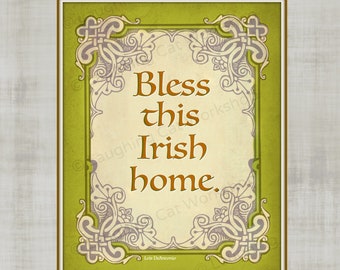 Irish print Irish blessing art Irish quote print St Patrick Day gift God Bless Irish home sweet home art good luck Ireland Celtic Gaelic art