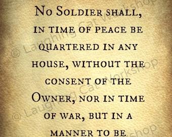 3rd Third Amendment US Constitution art print Attorney Lawyer art Civil Right Soldier Peace War History Teacher Back School Classroom Poster