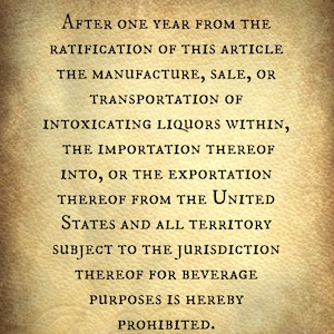 18th Amendment Constitution art print Prohibition Liquor Alcohol Lawyer Attorney Pub Bar Man Cave decor Free History Back to School poster