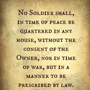 3rd Third Amendment print US Constitution Attorney Lawyer wall art Civil Rights print Soldier Peace War History Back School Classroom Poster