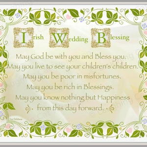 Irish Wedding art God Blessing Irish Wedding decor Celtic Gaelic Scottish wall decor Irish home sweet home decor Ireland print wedding gift