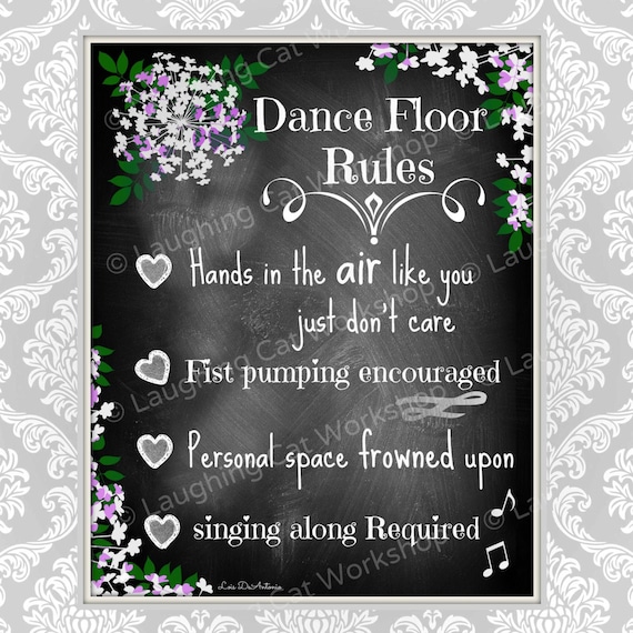 Funny Wedding Reception Decor Chalkboard Style Print Dancing Etsy