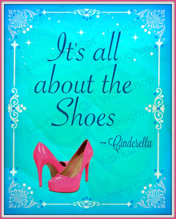 Funny shoe art print Fairy tale Cinderella art Teen girl room decor shoe  lover gift funny Princess decor cute blue bedroom art Dorm decor